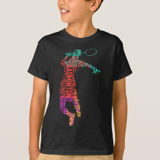Farbenfrohe Badminton Player Shuttle Racket Badmin T-Shirt