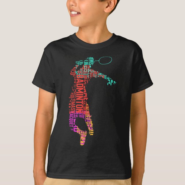 Farbenfrohe Badminton Player Shuttle Racket Badmin T-Shirt (Vorderseite)