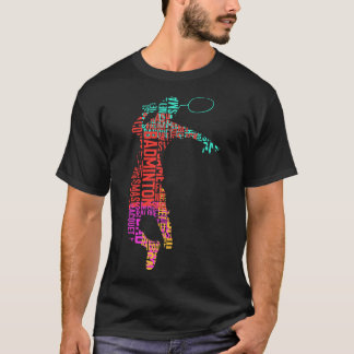 Farbenfrohe Badminton Player Shuttle Racket Badmin T-Shirt