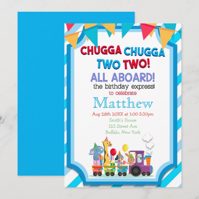 Farbenfrohe Bahn 2. Geburtstag Party (Vorne/Hinten)