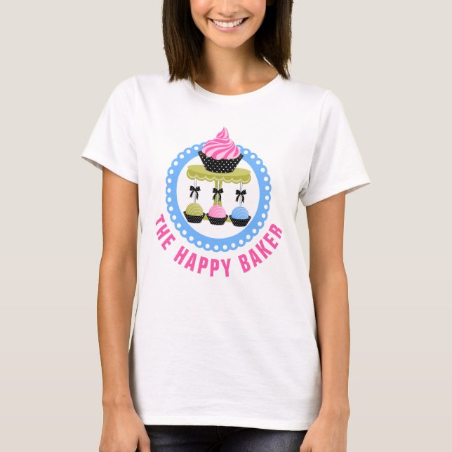Farbenfrohe Baker Cakepops und Cupcake T-Shirt (Vorderseite)