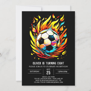 Farbenfrohe Ball Printable Soccer zum Geburtstag Einladung