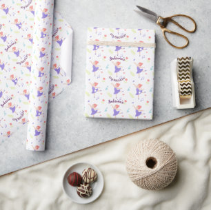 Farbenfrohe Ballerina Girls' Geburtstagsmuster Geschenkpapier