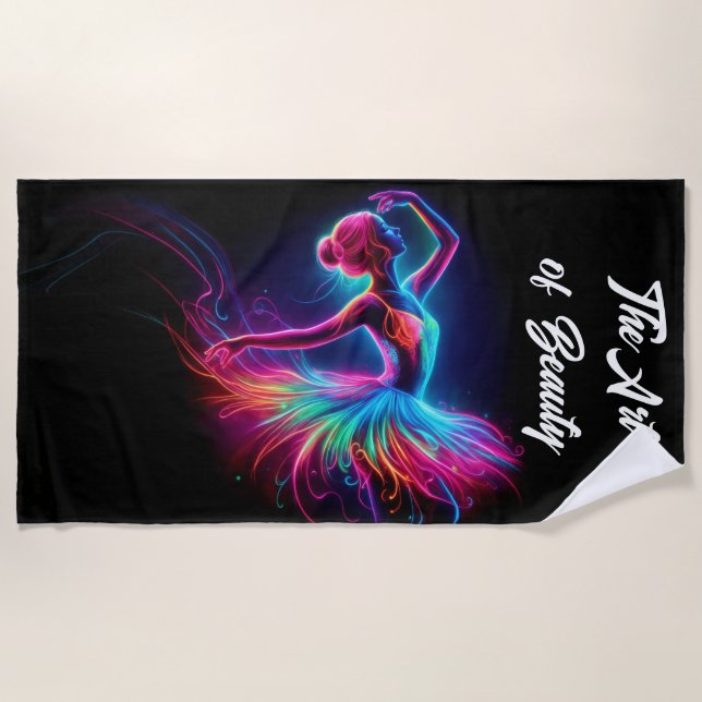 Farbenfrohe Ballerina Neon Art bohemian schöne Tän Strandtuch (Vorderseite)