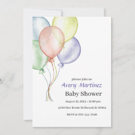 Farbenfrohe Ballon Babydusche Einladung