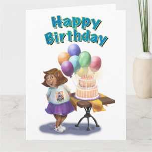 Farbenfrohe Ballon Birthday Girl Karte