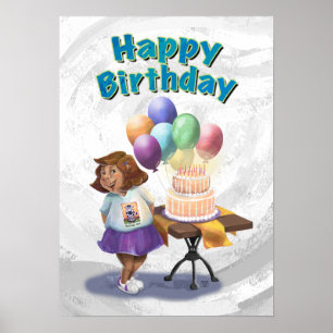 Farbenfrohe Ballon Birthday Girl Poster