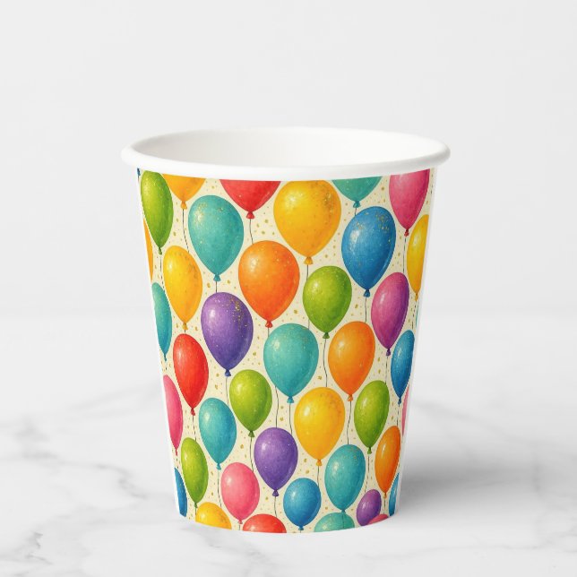 Farbenfrohe Ballon Papier Tasse! Pappbecher (Vorderseite)