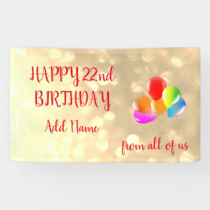Farbenfrohe Ballondesign Happy 22. Geburtstag Banner