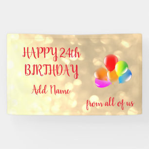 Farbenfrohe Ballondesign Happy 24. Geburtstag Banner