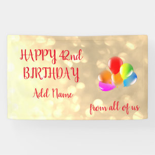 Farbenfrohe Ballondesign Happy 42. Geburtstag Banner