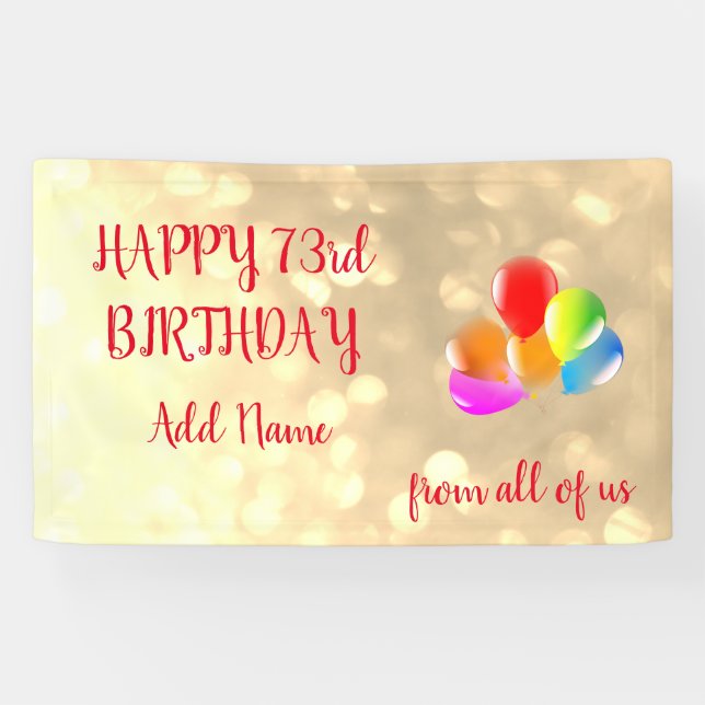 Farbenfrohe Ballondesign Happy 73. Geburtstag Banner (Horizontal)