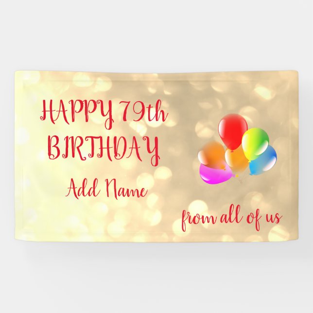Farbenfrohe Ballondesign Happy 79. Geburtstag Banner (Horizontal)