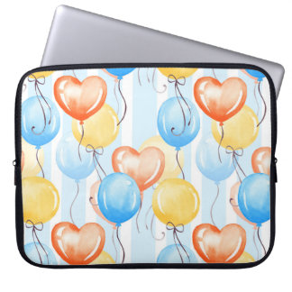Farbenfrohe Ballons: Aquarellfarbenes, nahtloses M Laptopschutzhülle