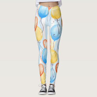 Farbenfrohe Ballons: Aquarellfarbenes, nahtloses M Leggings