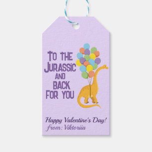 Farbenfrohe Ballons Dino Kids Valentine Schule Geschenkanhänger