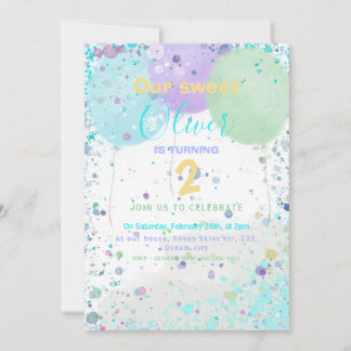 Farbenfrohe Ballons Junge Geburtstagsfeier Ankündigung