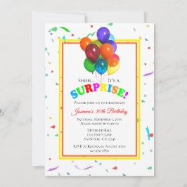 Farbenfrohe Balloons & Confetti | Überraschendes P Einladung