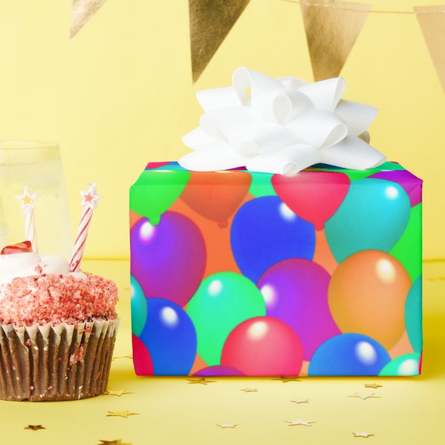 Farbenfrohe Balloons feiern festliches Glück mit F Geschenkpapier (Geburtstagsparty)