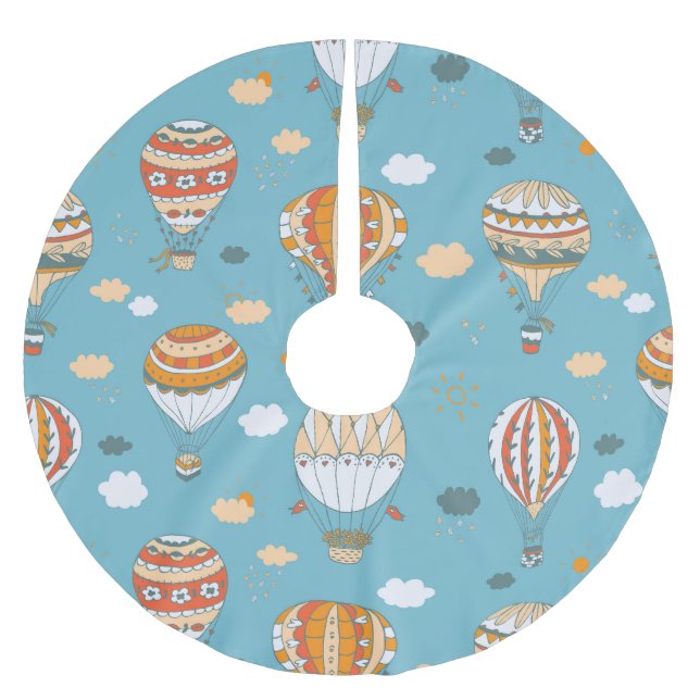 Farbenfrohe Balloons Festivals Design Polyester Weihnachtsbaumdecke (Vorderseite)