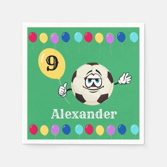 Farbenfrohe Balloons Fußballball Party Serviette (Vorderseite)