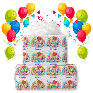 Farbenfrohe Balloons geben Geburtstagsgeschenke ei Geschenkpapier