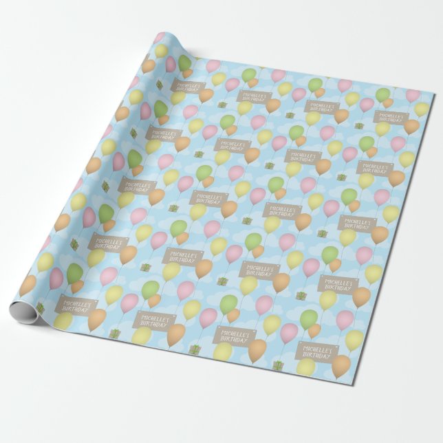 Farbenfrohe Balloons Geburtstagsmuster Papier Geschenkpapier (Ungerollt)