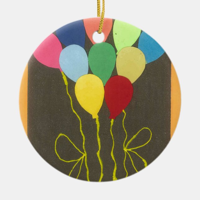 Farbenfrohe Balloons Grafik-Design Keramik Ornament (Vorne)