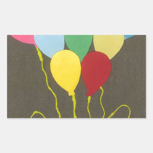 Farbenfrohe Balloons Grafik-Design Rechteckiger Aufkleber (Vorderseite)