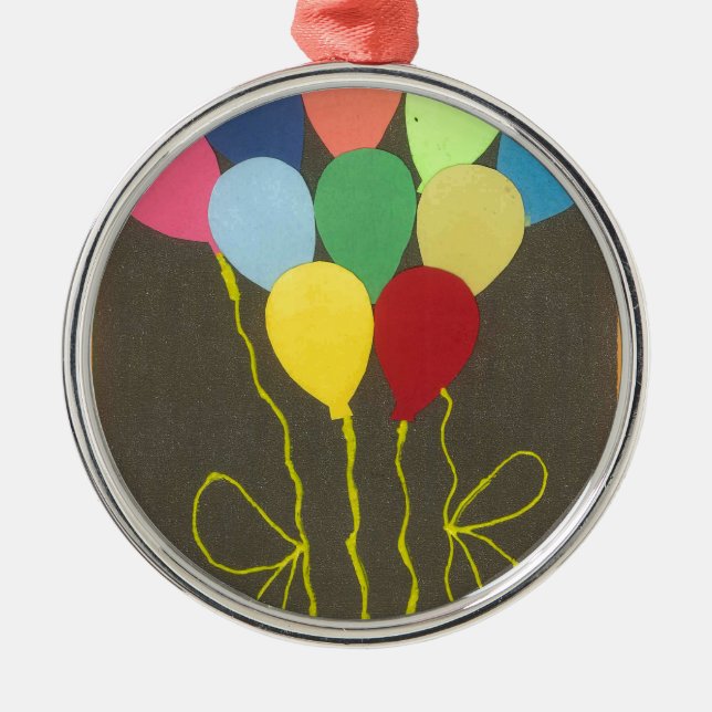 Farbenfrohe Balloons Grafik-Design Silbernes Ornament (Vorne)