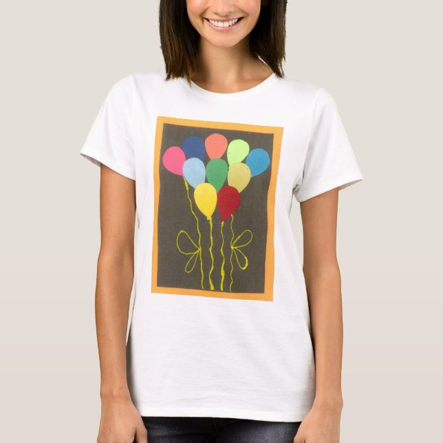 Farbenfrohe Balloons Grafik-Design T-Shirt (Vorderseite)
