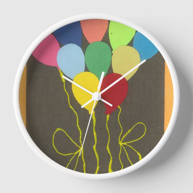 Farbenfrohe Balloons Grafik-Design Uhr (Vorderseite)