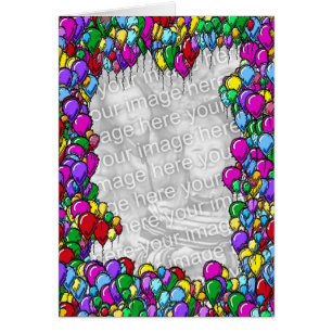 Farbenfrohe Balloons Grenz-Design Foto-Karte