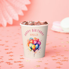 Farbenfrohe Balloons Kinder Happy Birthday Party Pappbecher