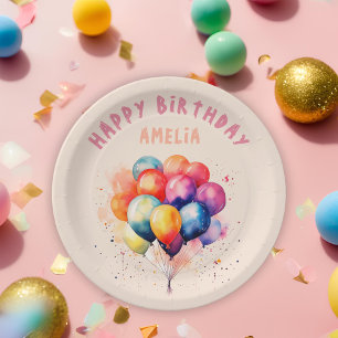 Farbenfrohe Balloons Kinder Happy Birthday Party Pappteller
