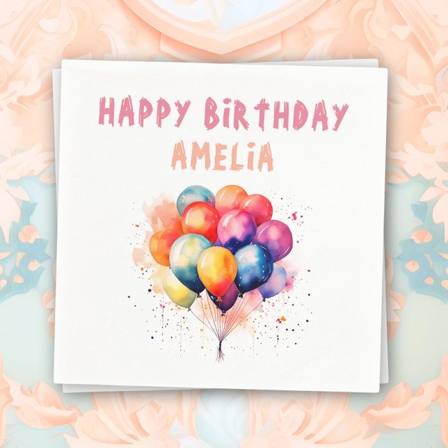 Farbenfrohe Balloons Kinder Happy Birthday Party Serviette (Von Creator hochgeladen)