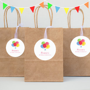 Farbenfrohe Balloons Personalisiert Girls Geburtst Runder Aufkleber