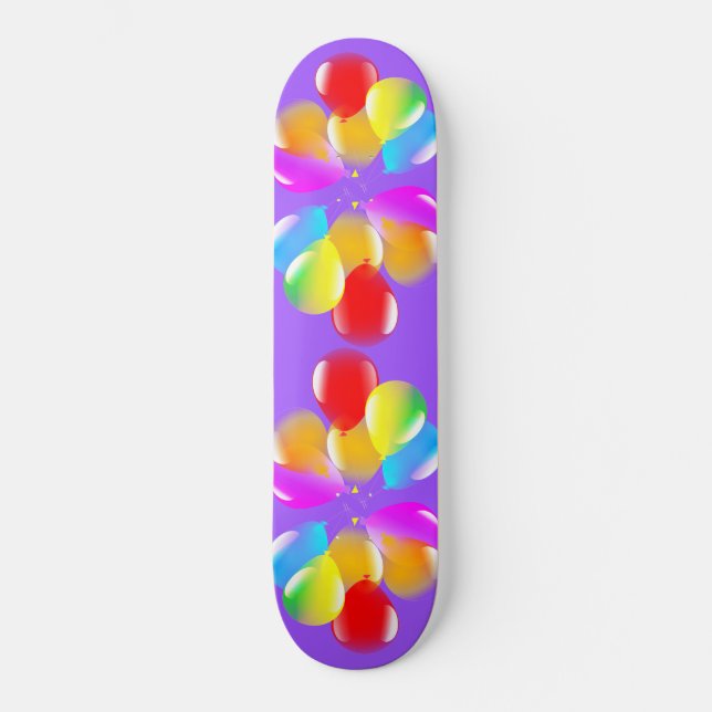 Farbenfrohe Balloons Skateboard (Vorderseite)