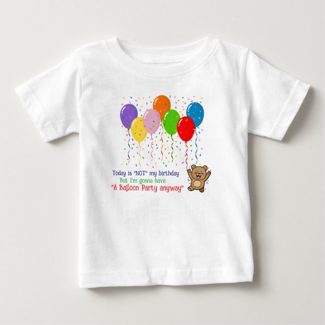 Farbenfrohe Balloons und ein glücklicher Bär Baby T-shirt (Vorderseite)