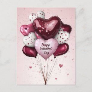 Farbenfrohe Balloons Valentinas Gruß Postkarte