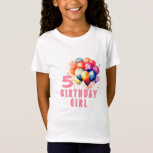 Farbenfrohe Balloons Wasserfarbe Geburtstagsmädche T-Shirt