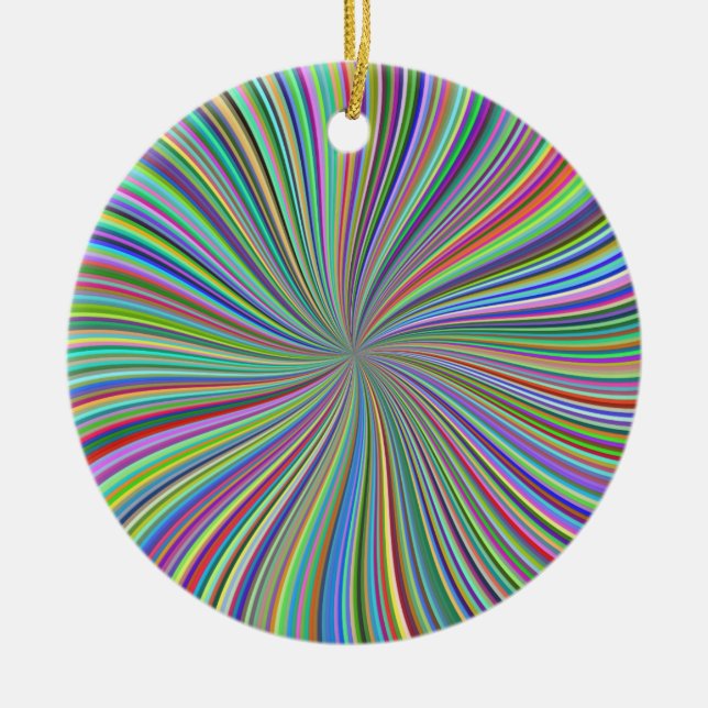 Farbenfrohe Band Spiral Swirbeln Optische Kunst Keramikornament (Vorne)