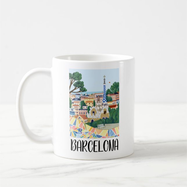 Farbenfrohe Barcelona Spanien Stadtbesichtigung Kaffeetasse (Links)