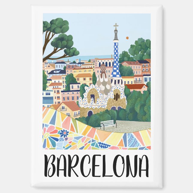Farbenfrohe Barcelona Spanien Stadtbesichtigung Magnet (Vorderseite)