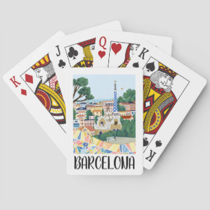 Farbenfrohe Barcelona Spanien Stadtbesichtigung Spielkarten