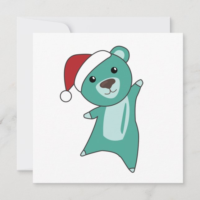 Farbenfrohe Bären Frohe Weihnachts Winter Tiere Bä Einladung (Vorderseite)