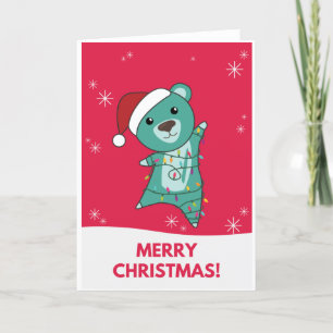 Farbenfrohe Bären Frohe Weihnachts Winter Tiere Bä Feiertagskarte