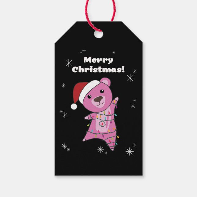 Farbenfrohe Bären Frohe Weihnachts Winter Tiere Bä Geschenkanhänger (Vorderseite)