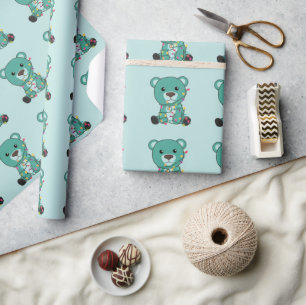 Farbenfrohe Bären Frohe Weihnachts Winter Tiere Bä Geschenkpapier