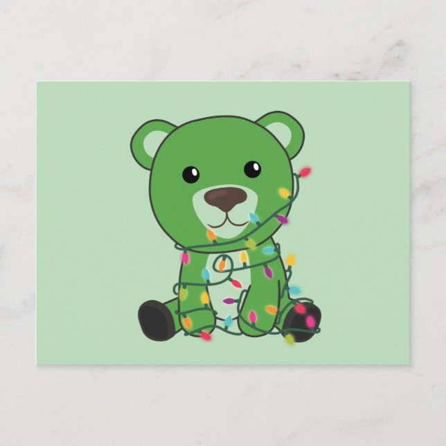 Farbenfrohe Bären Frohe Weihnachts Winter Tiere Bä Postkarte (Vorderseite)